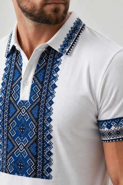 Da Uomo Polo Strutturata con Inserto Ricamato e Linea Slim
