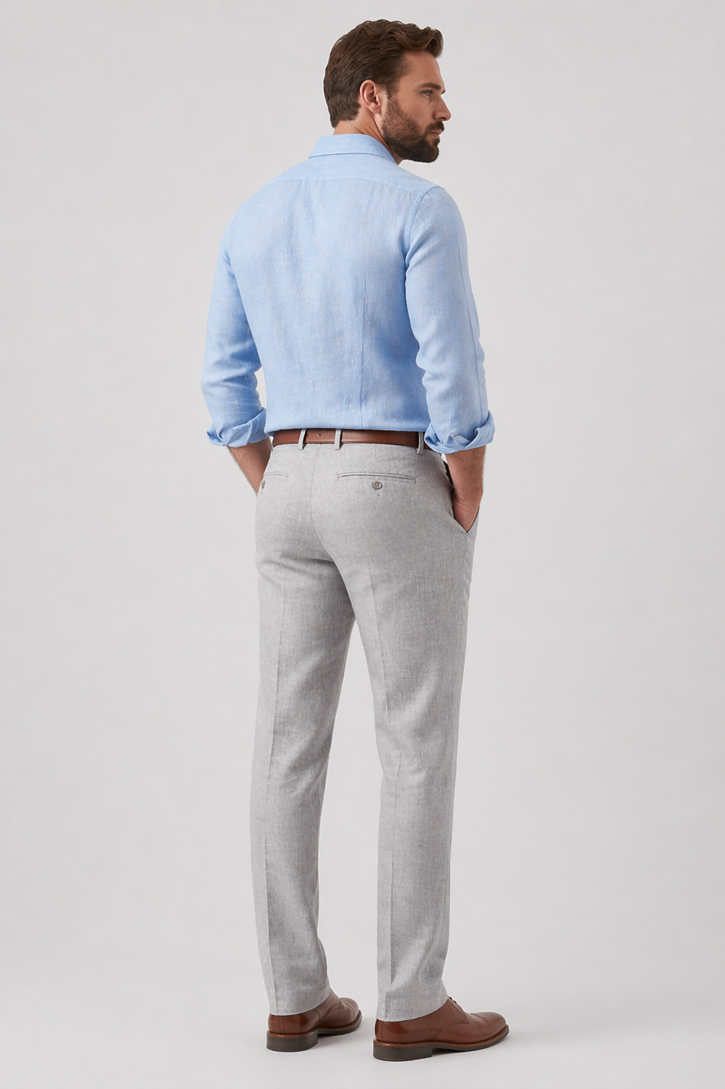 Da Uomo Pantaloni in Lino Sartoriali con Taglio Slim Leggero
