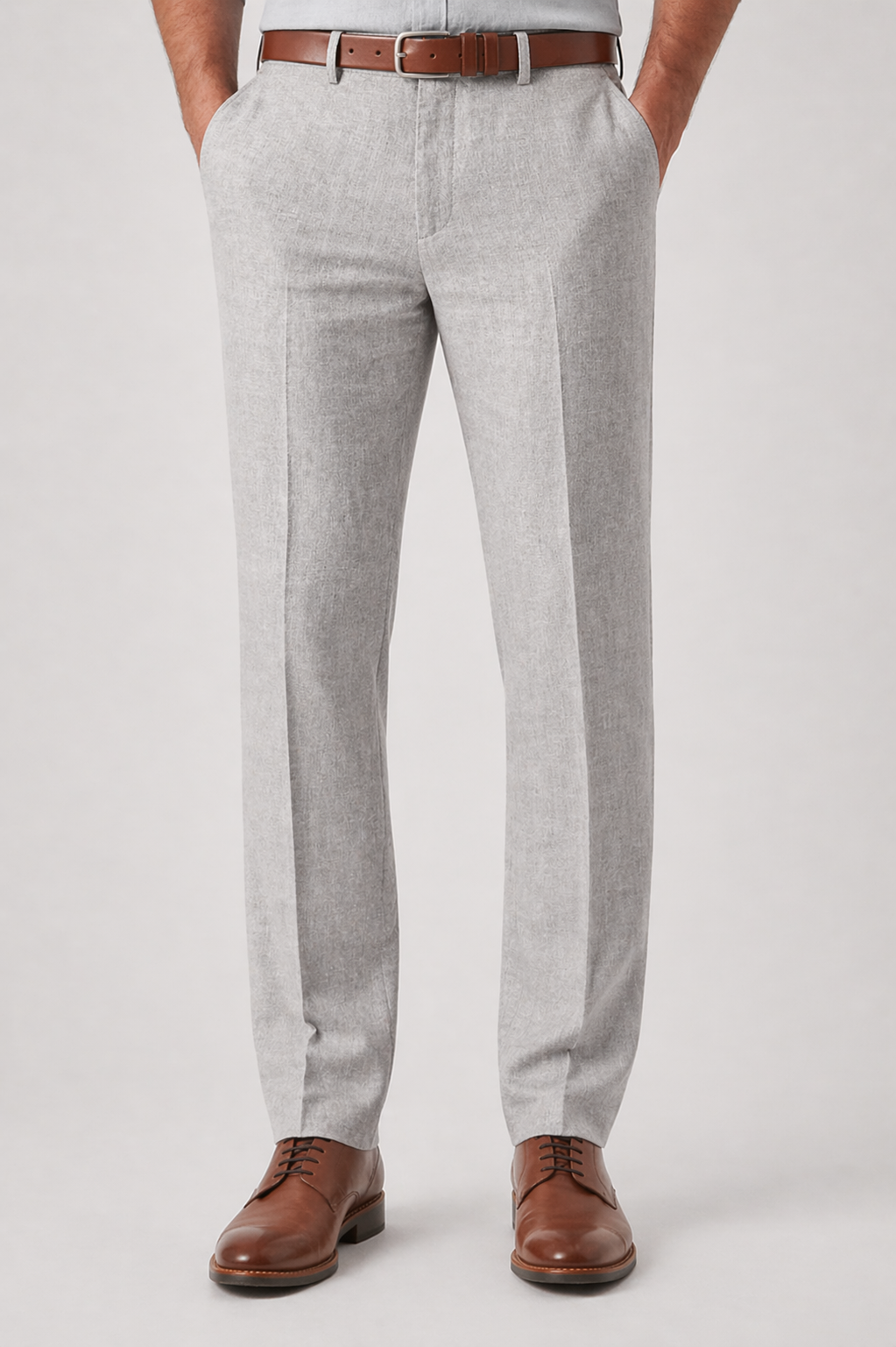 Da Uomo Pantaloni in Lino Sartoriali con Taglio Slim Leggero
