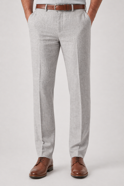 Da Uomo Pantaloni in Lino Sartoriali con Taglio Slim Leggero
