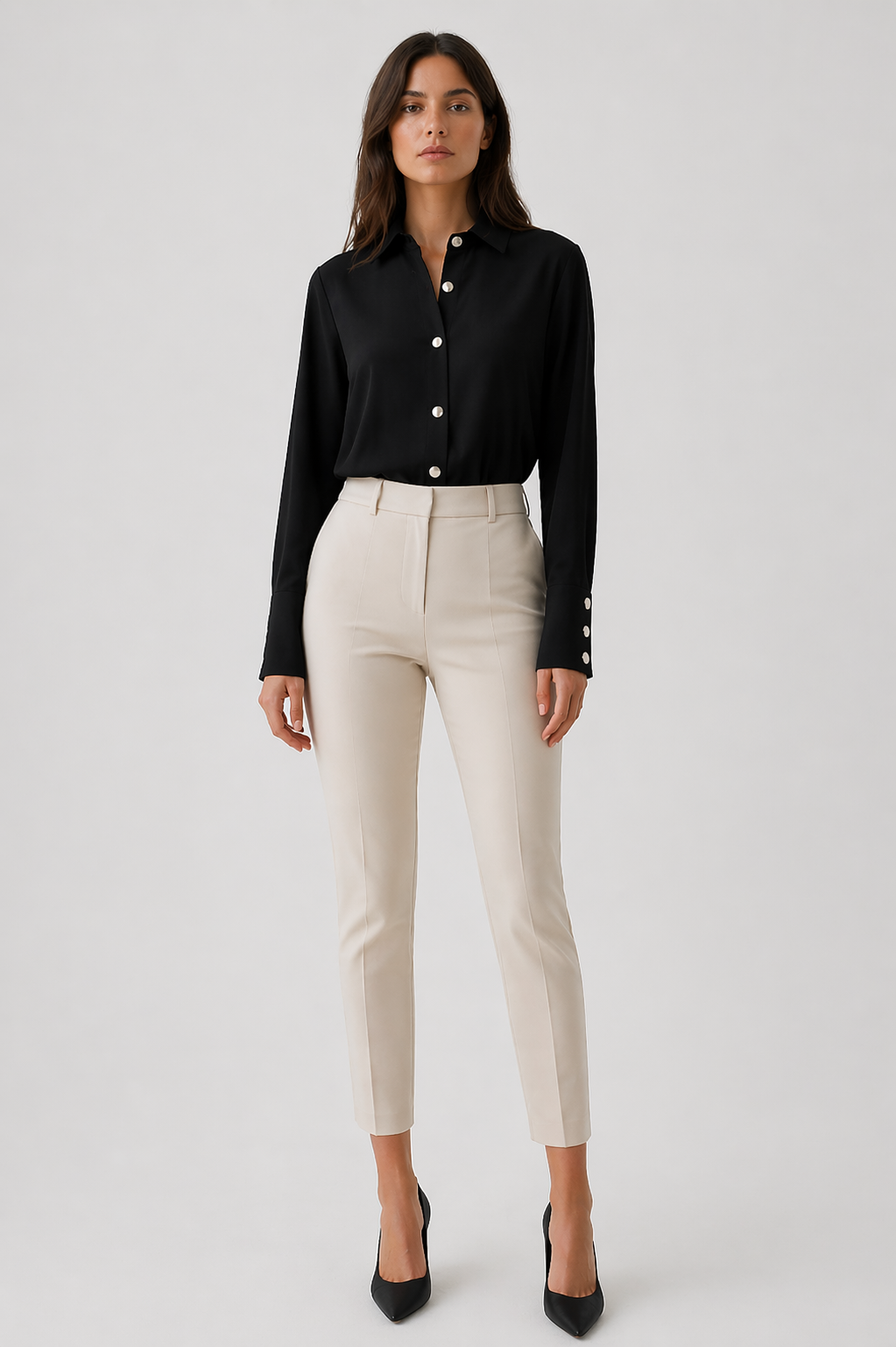 Da Donna Blusa Elegante con Bottoni Frontali e Linea Fluida