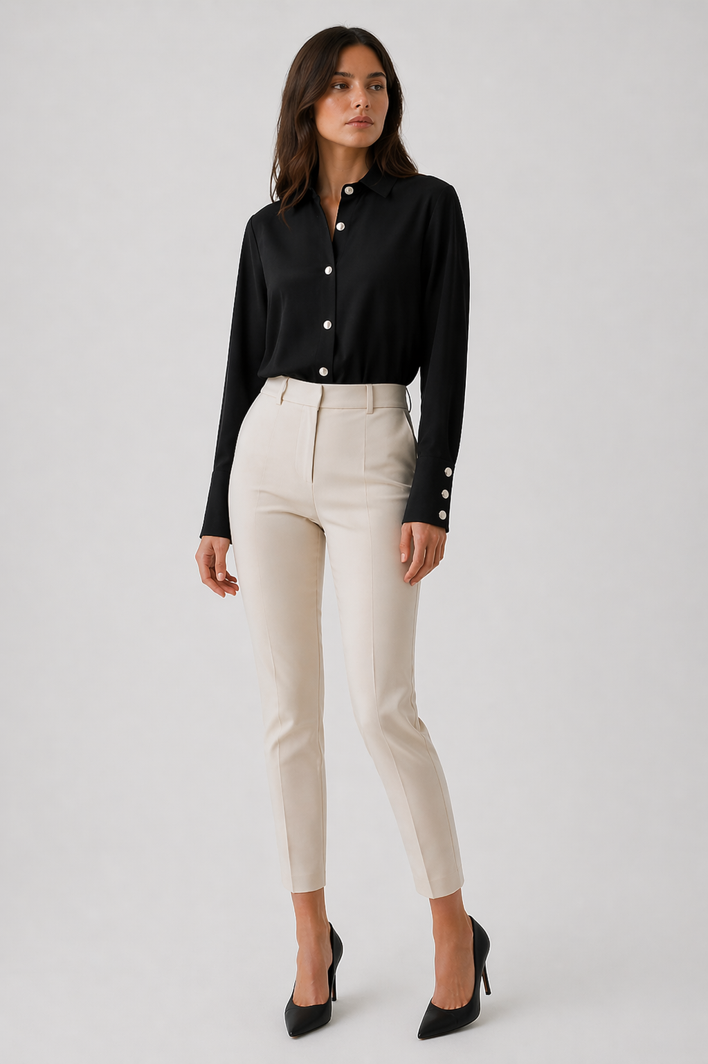 Da Donna Blusa Elegante con Bottoni Frontali e Linea Fluida