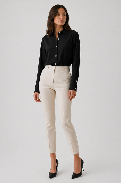 Da Donna Blusa Elegante con Bottoni Frontali e Linea Fluida