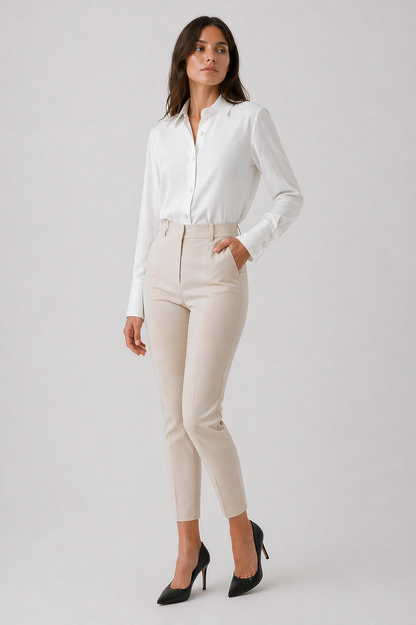 Da Donna Blusa Elegante con Bottoni Frontali e Linea Fluida