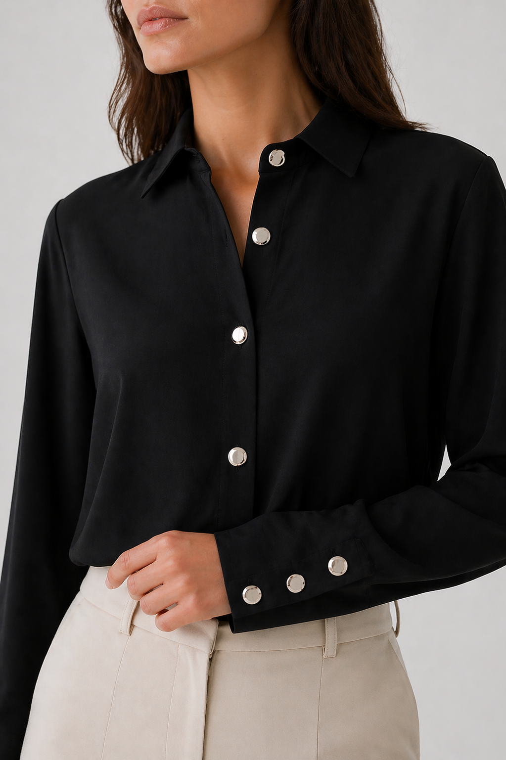 Da Donna Blusa Elegante con Bottoni Frontali e Linea Fluida