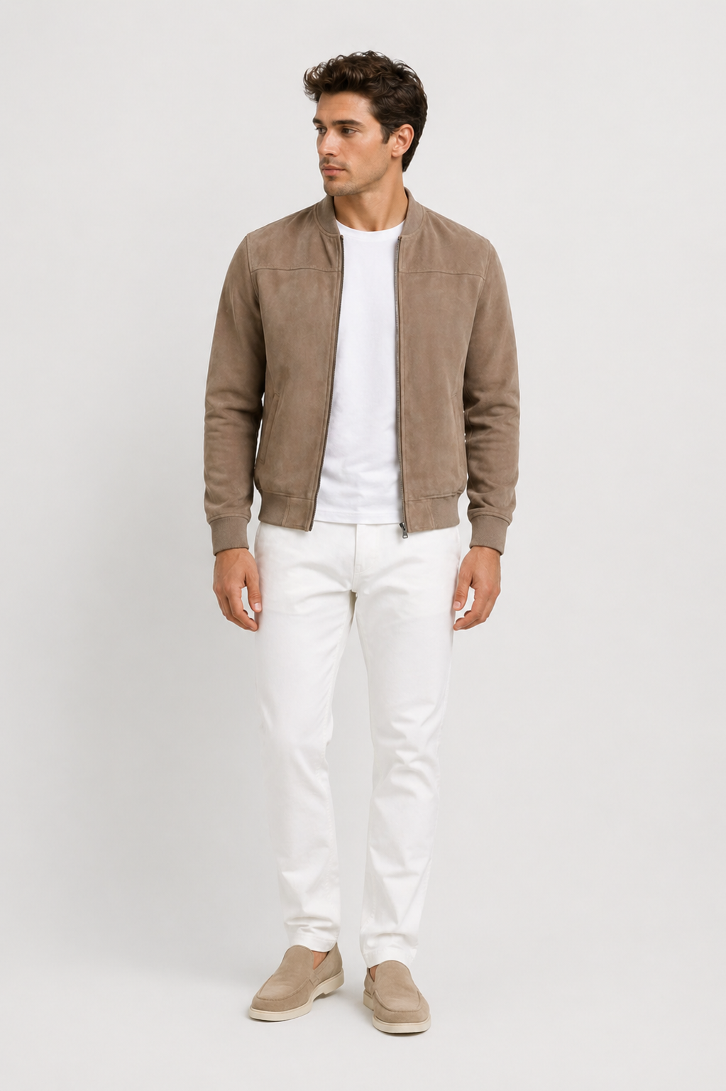 Da Uomo Giacca Bomber Scamosciata Zip Strutturata Smart Casual
