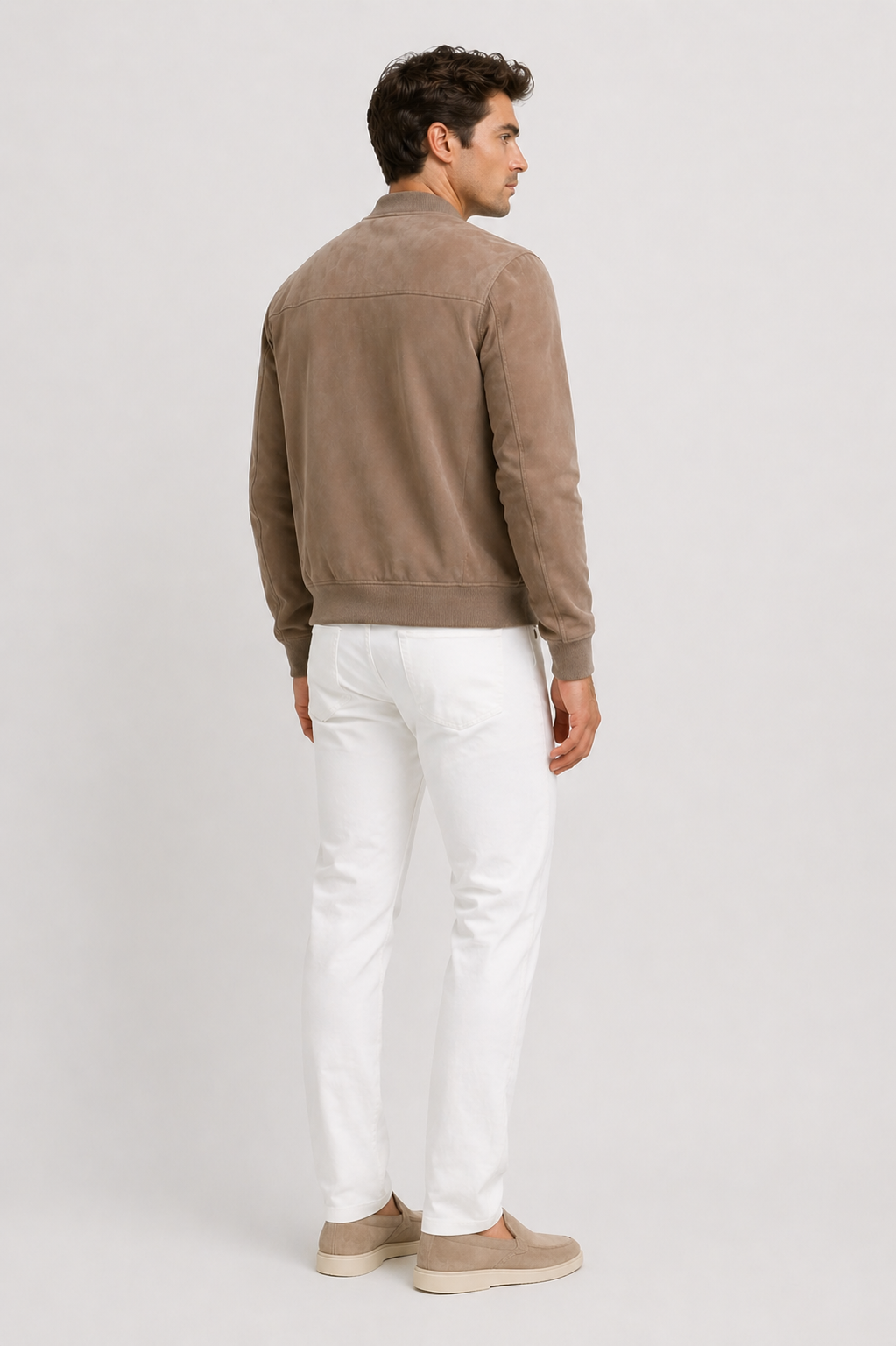 Da Uomo Giacca Bomber Scamosciata Zip Strutturata Smart Casual