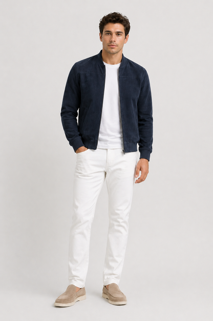Da Uomo Giacca Bomber Scamosciata Zip Strutturata Smart Casual