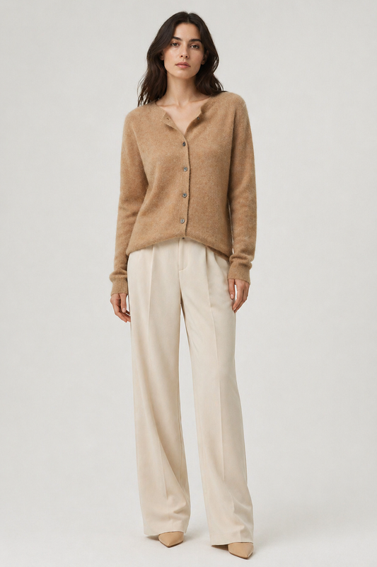 Da Donna Cardigan Maglia Fine Bottoni Collo Tondo Elegante