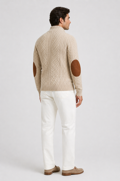 Da Uomo Maglione Trama Intrecciata Collo Alto Bottoni Elegante