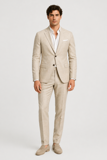 Da Uomo Completo Sartoriale in Lino Struttura Leggera Due Pezzi