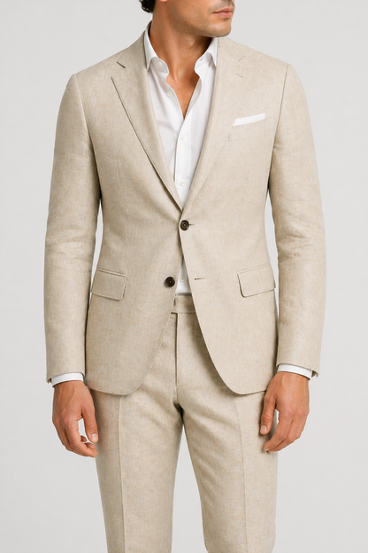 Da Uomo Completo Sartoriale in Lino Struttura Leggera Due Pezzi