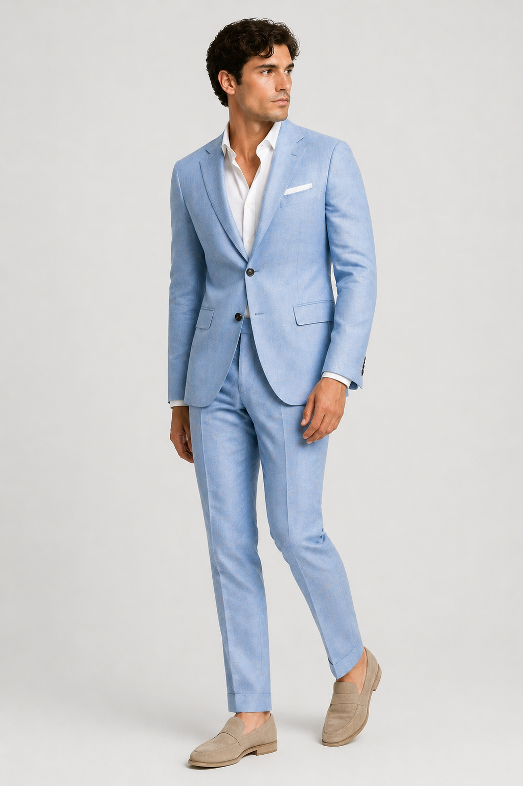Da Uomo Completo Sartoriale in Lino Struttura Leggera Due Pezzi