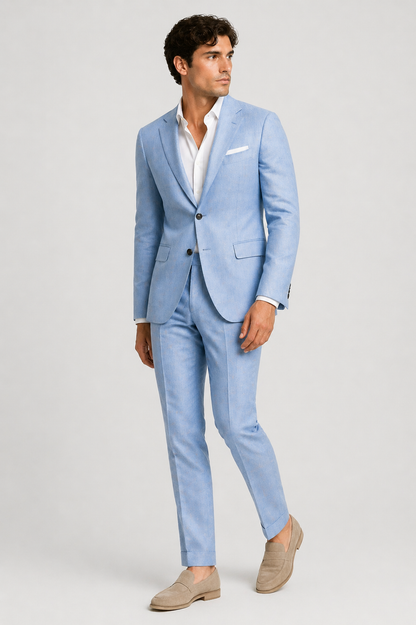 Da Uomo Completo Sartoriale in Lino Struttura Leggera Due Pezzi