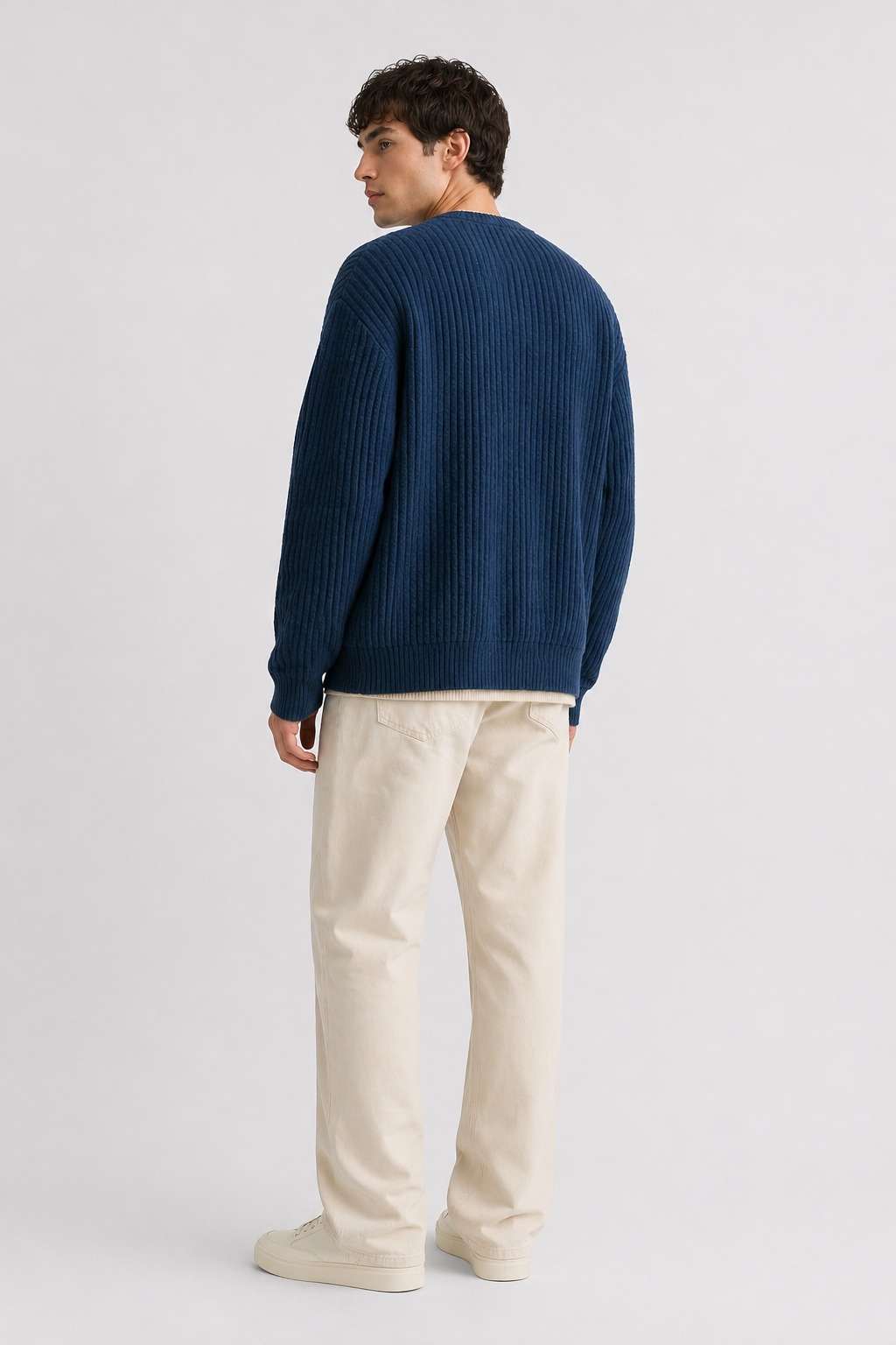 Da Uomo Cardigan Strutturato Maglia Coste Design Aperto Moderno