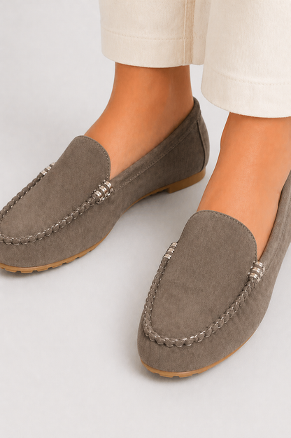 Women's Slip-On Loafers with Metallic Detail Elegant Structure