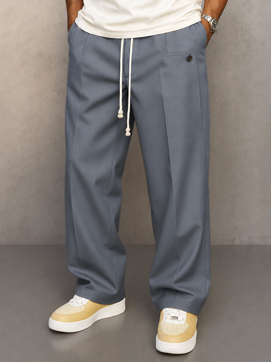Da Uomo Pantaloni Casual a Gamba Larga con Coulisse