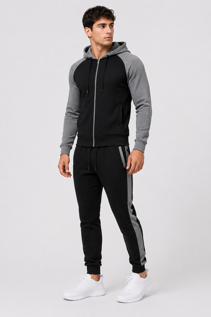Da Uomo Tuta Hoodie Zip Completa Jogger Struttura Sportiva