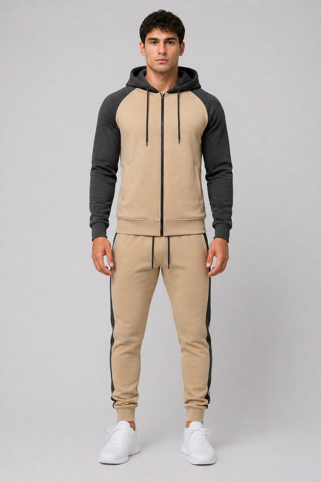 Da Uomo Tuta Hoodie Zip Completa Jogger Struttura Sportiva