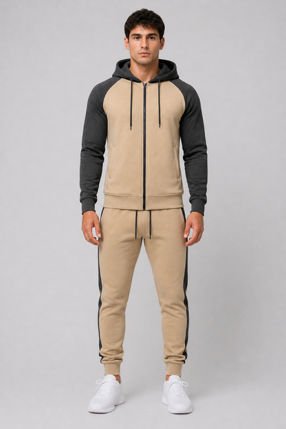 Da Uomo Tuta Hoodie Zip Completa Jogger Struttura Sportiva