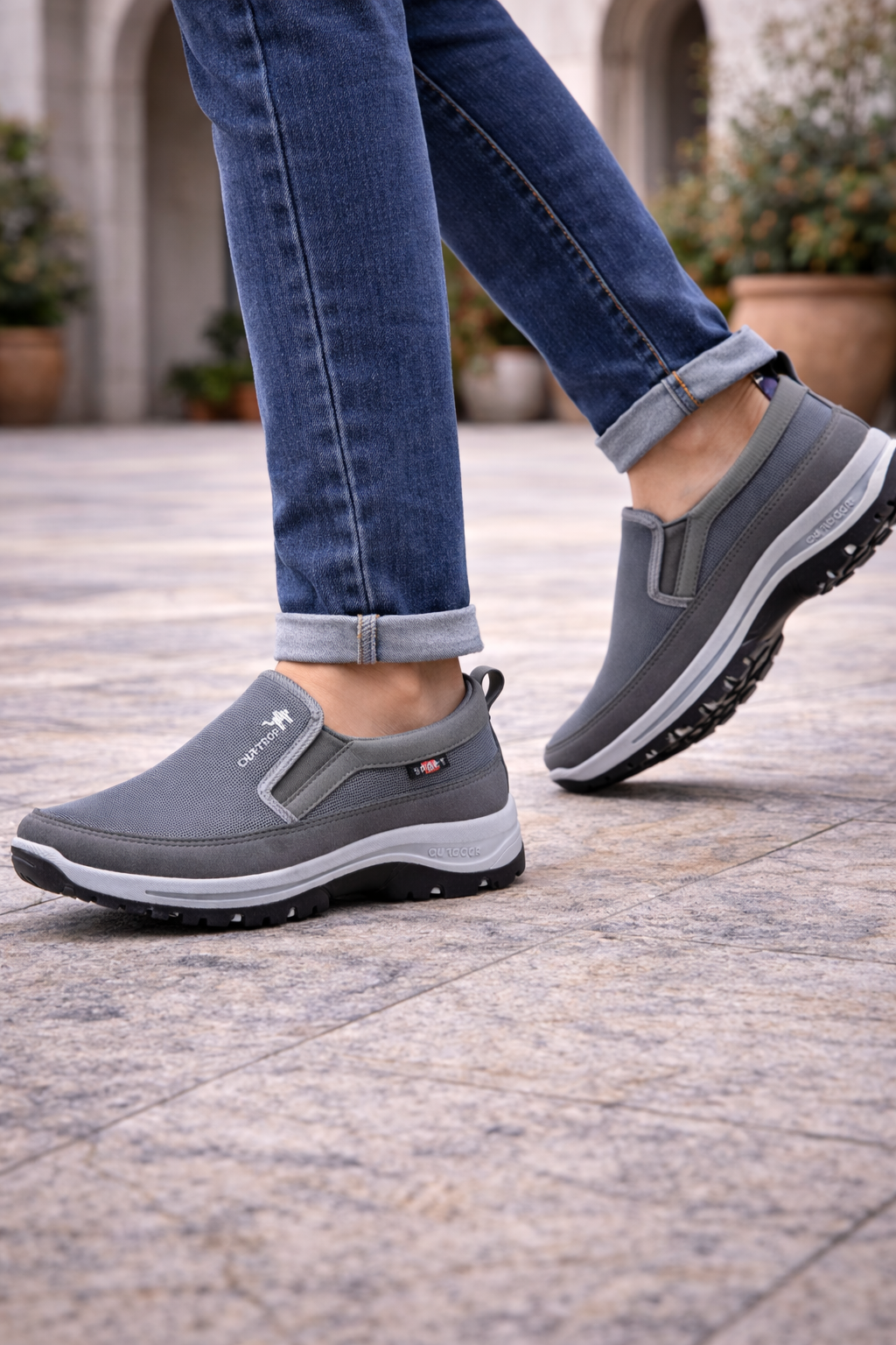 Da Uomo Scarpe Slip-On da Camminata con Ammortizzazione e Comfort Outdoor