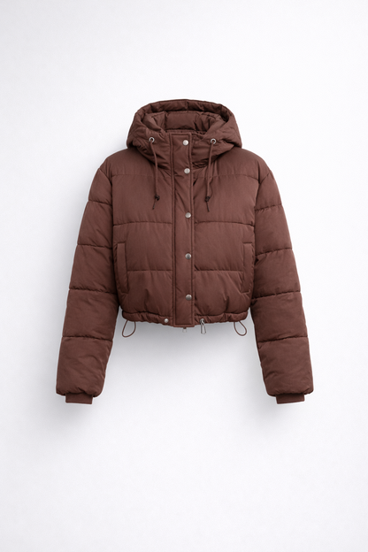 Da Donna Giacca Puffer Crop Cappuccio Urban Moderno