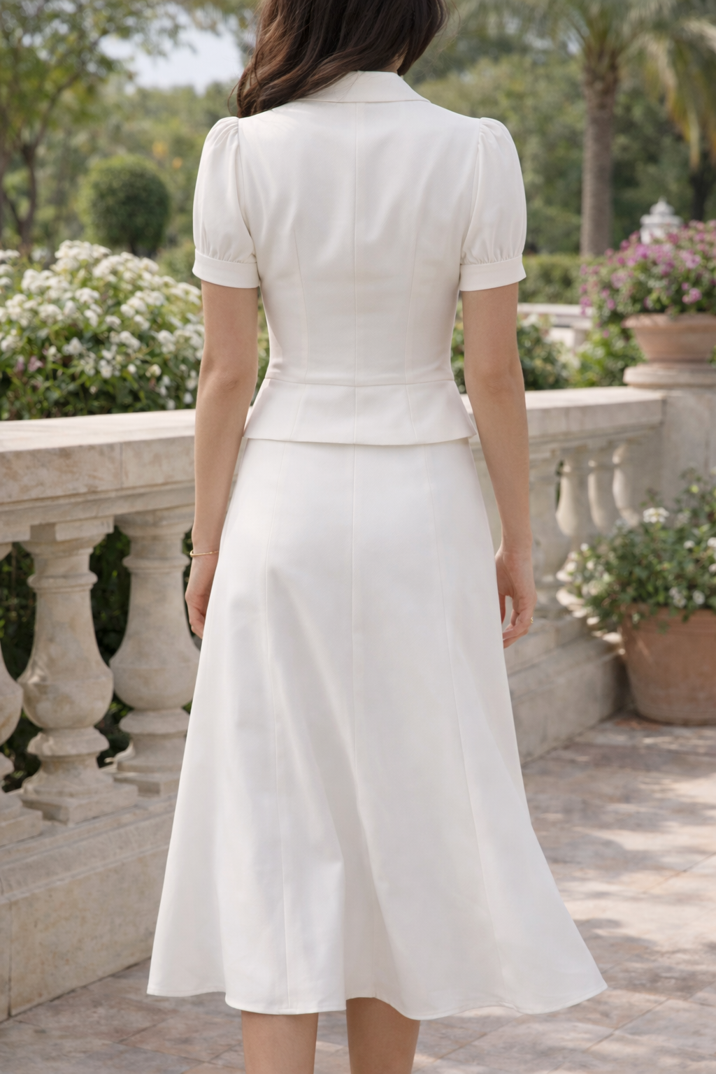 Da Donna Completo Coordinato con Blusa a Bottoni e Gonna Midi Elegante