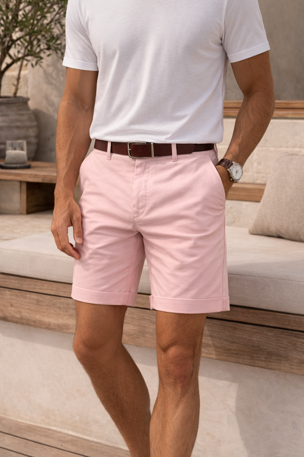 Da Uomo Pantaloncini Sartoriali Estivi in Twill Smart Casual