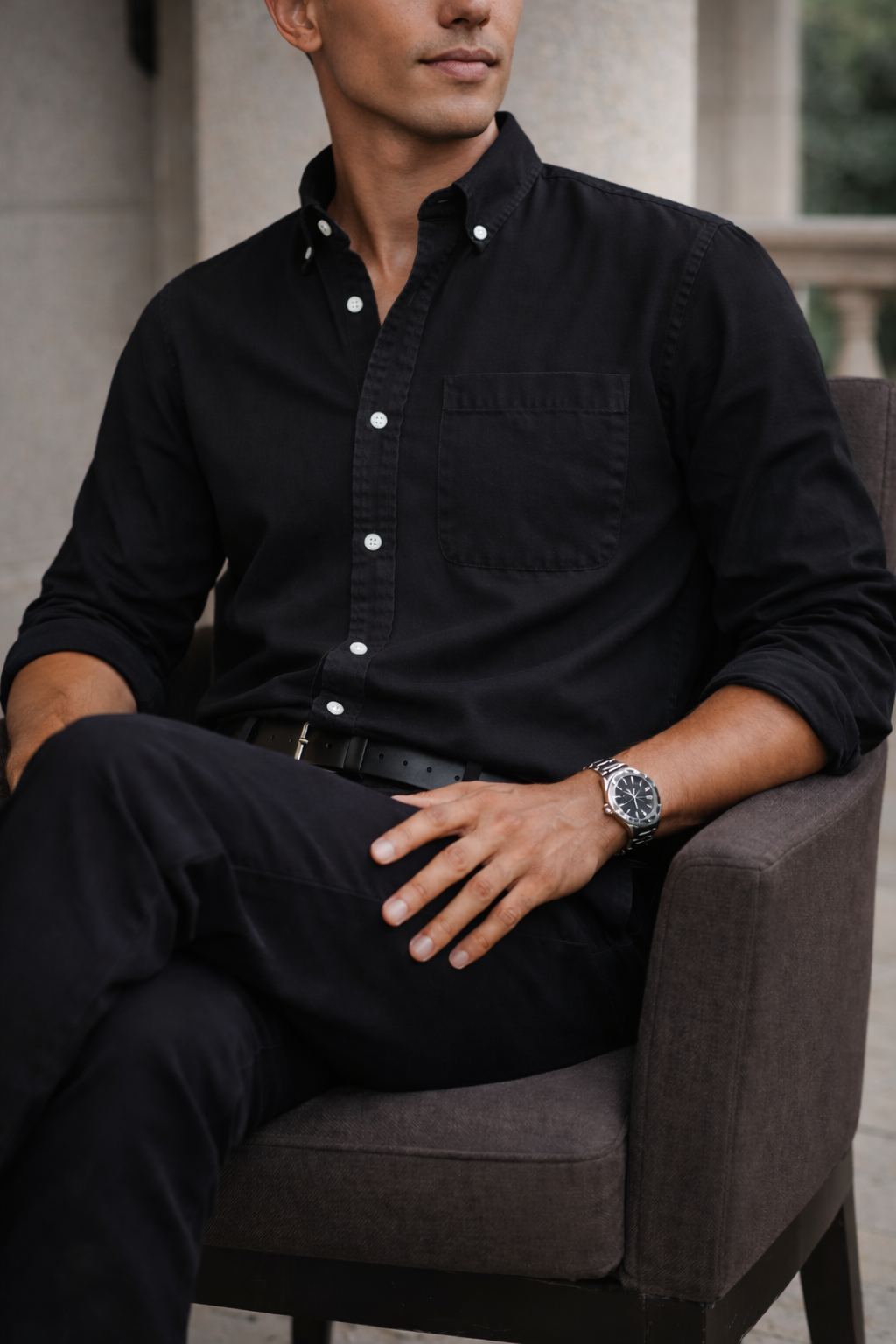Da Uomo Camicia in Cotone Button-Down Smart Casual