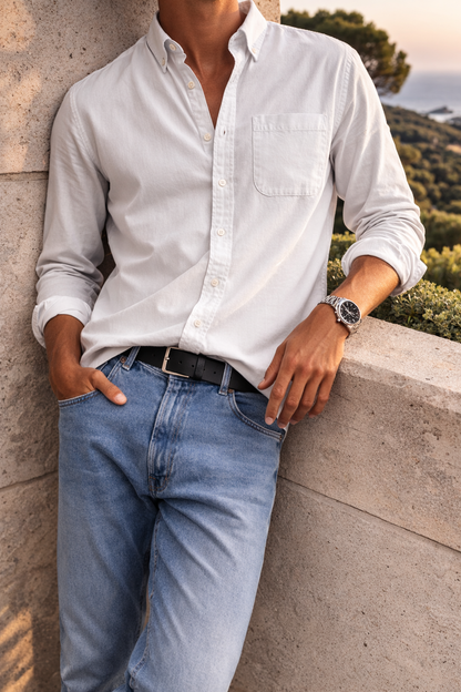 Da Uomo Camicia in Cotone Button-Down Smart Casual