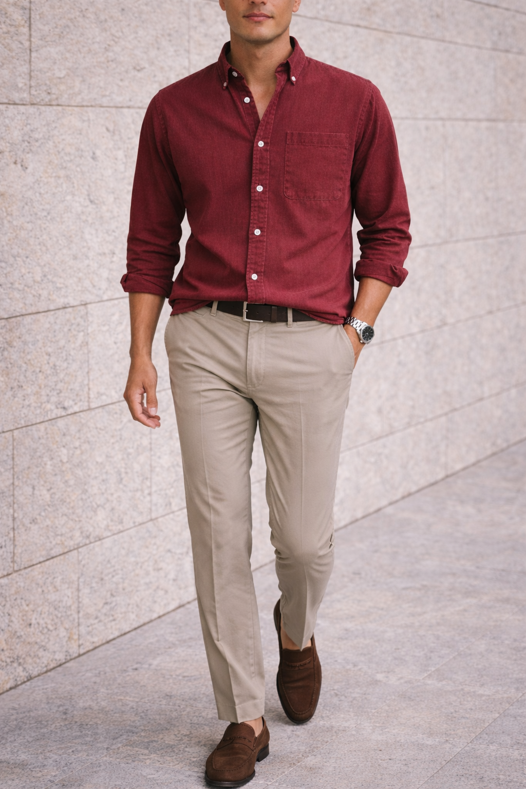 Da Uomo Camicia in Cotone Button-Down Smart Casual