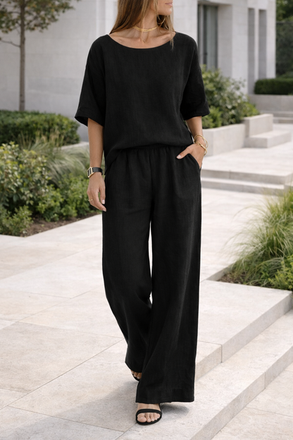 Da Donna Completo in Lino con Pantaloni Ampi
