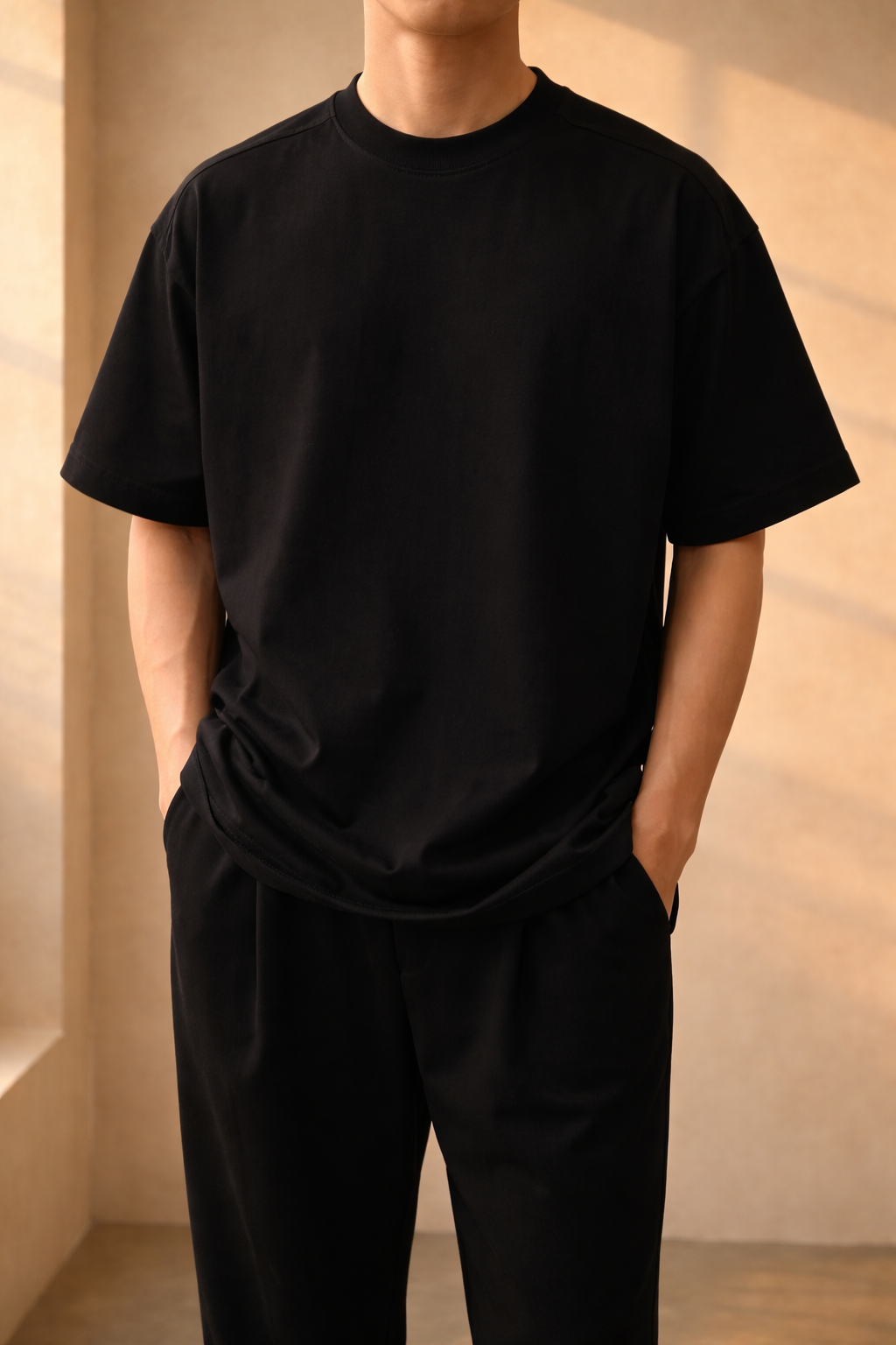 Da Uomo T-Shirt Oversize in Cotone con Girocollo e Maniche Corte