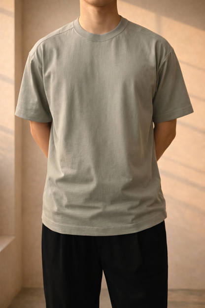Da Uomo T-Shirt Oversize in Cotone con Girocollo e Maniche Corte