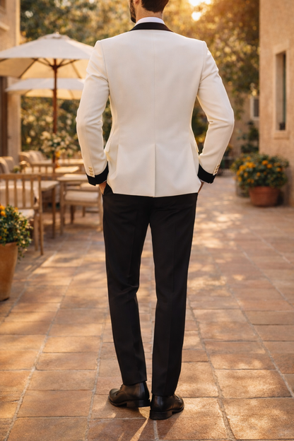 Da Uomo Completo Doppiopetto Elegante con Revers a Contrasto Cerimonia