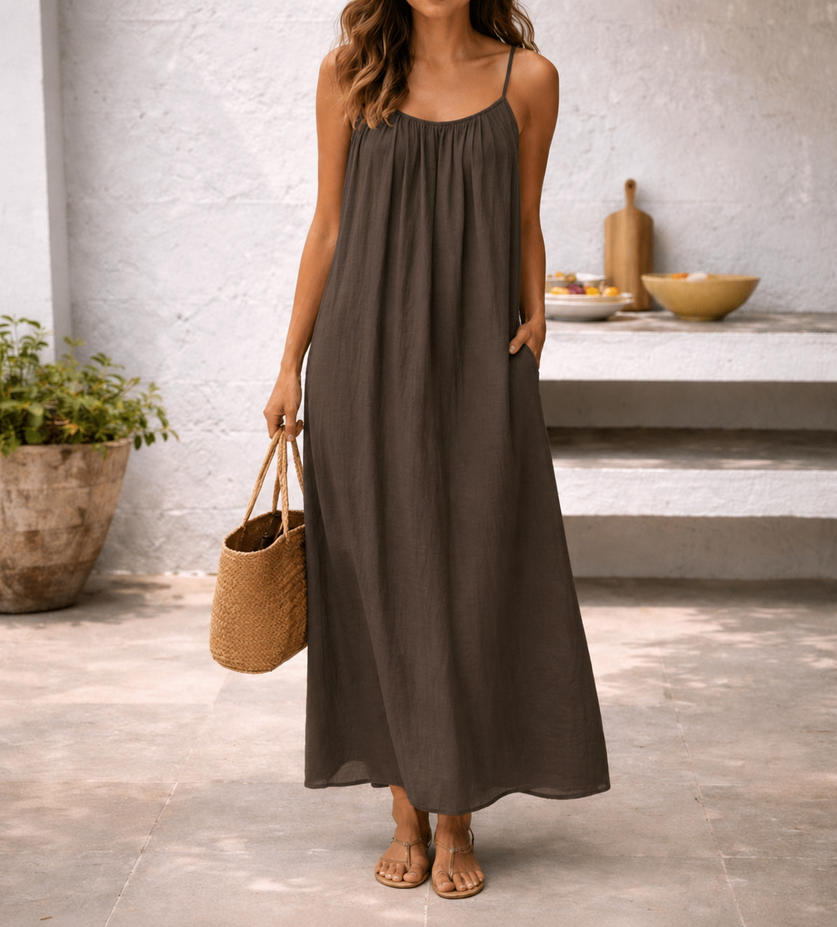 Da Donna Abito Maxi Spalline Regolabili Vestibilità Ampia Relax Moderna