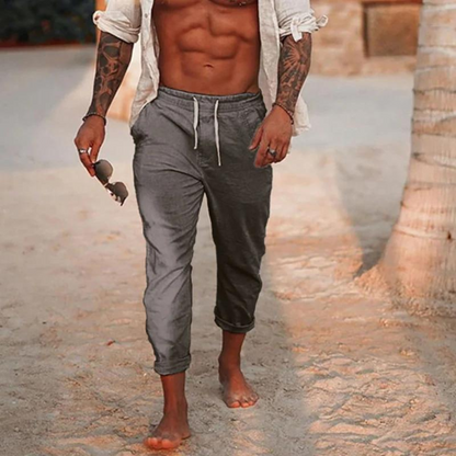 Da Uomo Pantaloni Casual con Coulisse e Gamba Affusolata