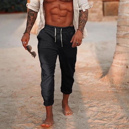 Da Uomo Pantaloni Casual con Coulisse e Gamba Affusolata