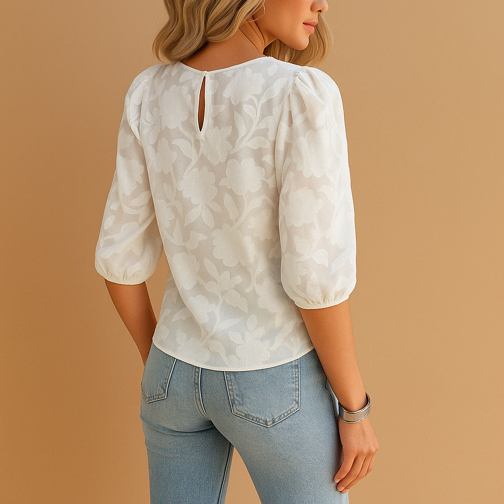 Da Donna Blusa Morbida con Maniche Strutturate Floreali