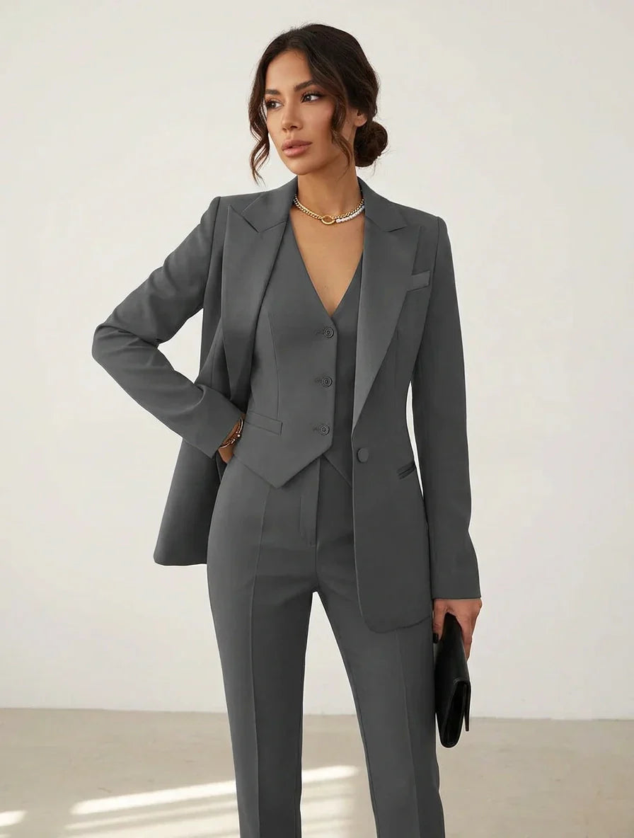 Da Donna Completo Sartoriale Blazer Gilet Pantaloni Eleganza Moderna