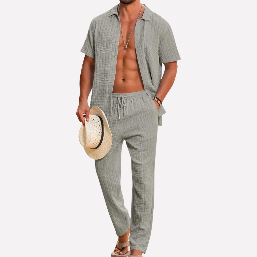 Da Uomo Completo Estivo Texture Relax Casual Moderno