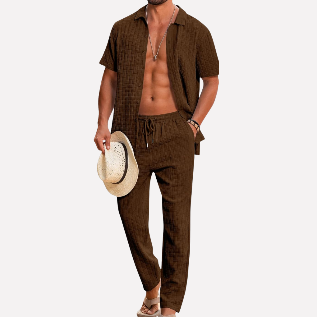 Da Uomo Completo Estivo Texture Relax Casual Moderno