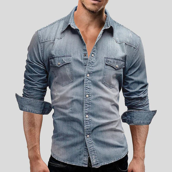 Da Uomo Camicia Slim Fit Bottoni Tasche Strutturate Casual