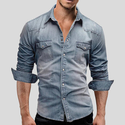 Da Uomo Camicia Slim Fit Bottoni Tasche Strutturate Casual