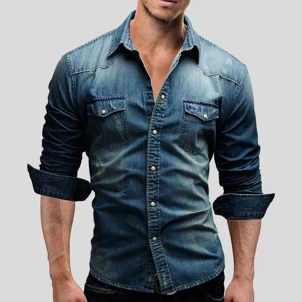 Da Uomo Camicia Slim Fit Bottoni Tasche Strutturate Casual