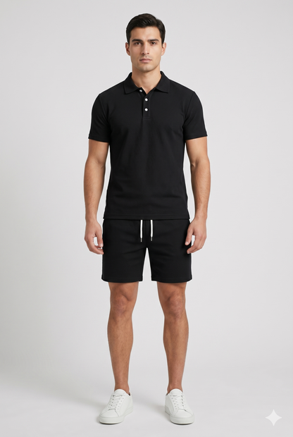 Da Uomo Completo Coordinato Polo Maglia e Shorts Strutturati