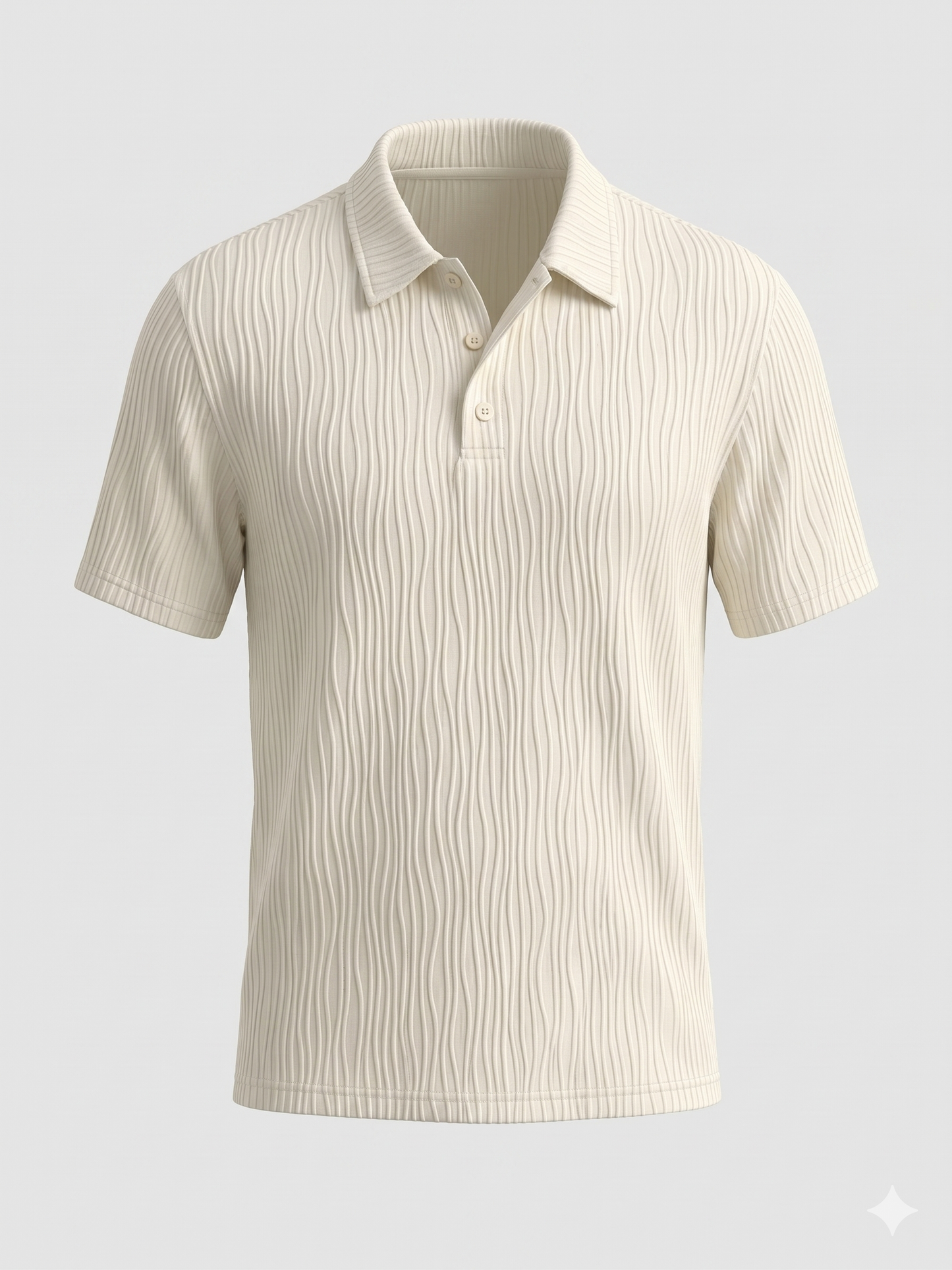 Polo a Maniche Corte con Texture Ondulata: Stile Contemporaneo e Comfort
