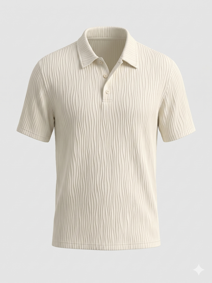 Polo a Maniche Corte con Texture Ondulata: Stile Contemporaneo e Comfort