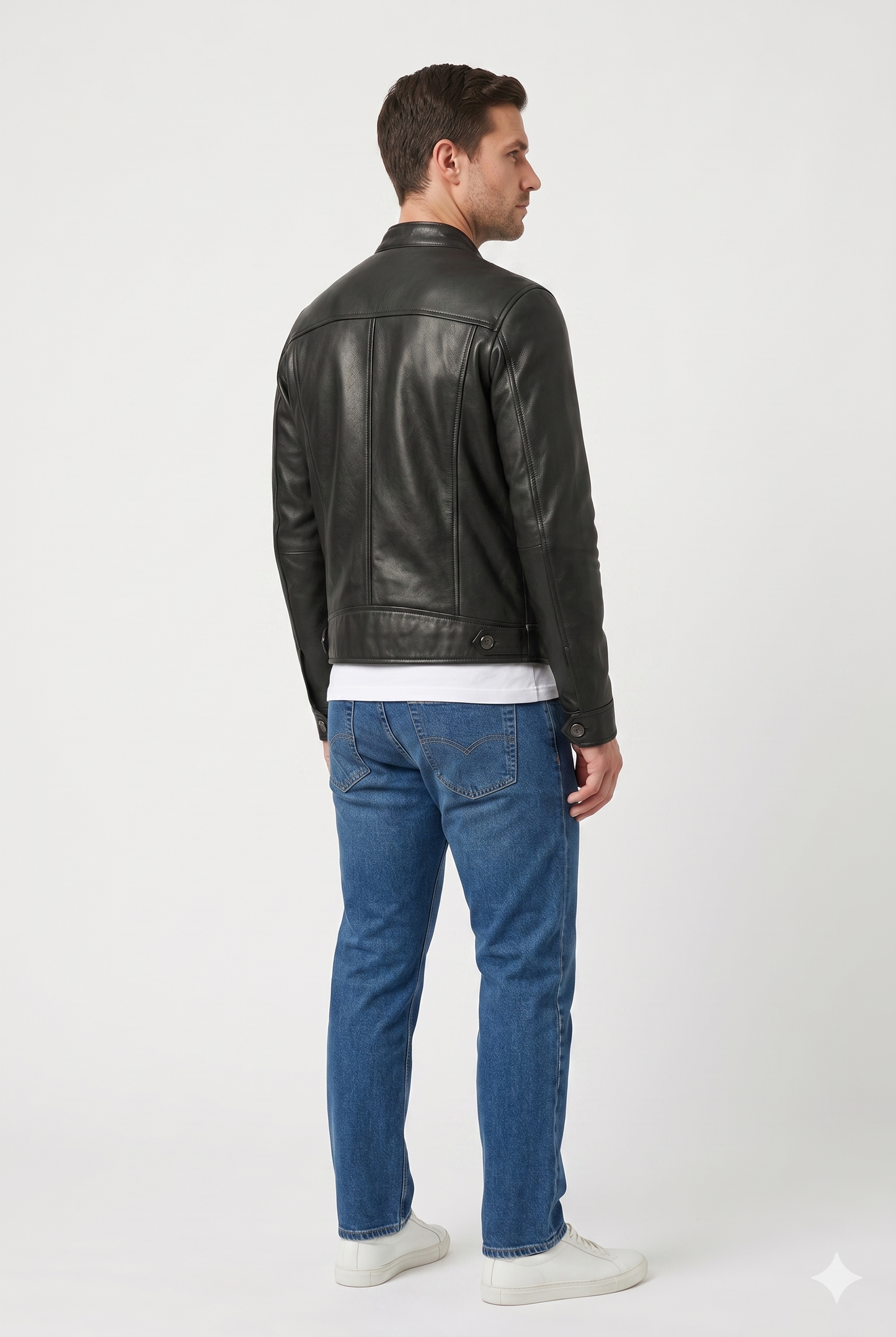 Da Uomo Giacca Pelle Vintage Strutturata Zip Design Biker