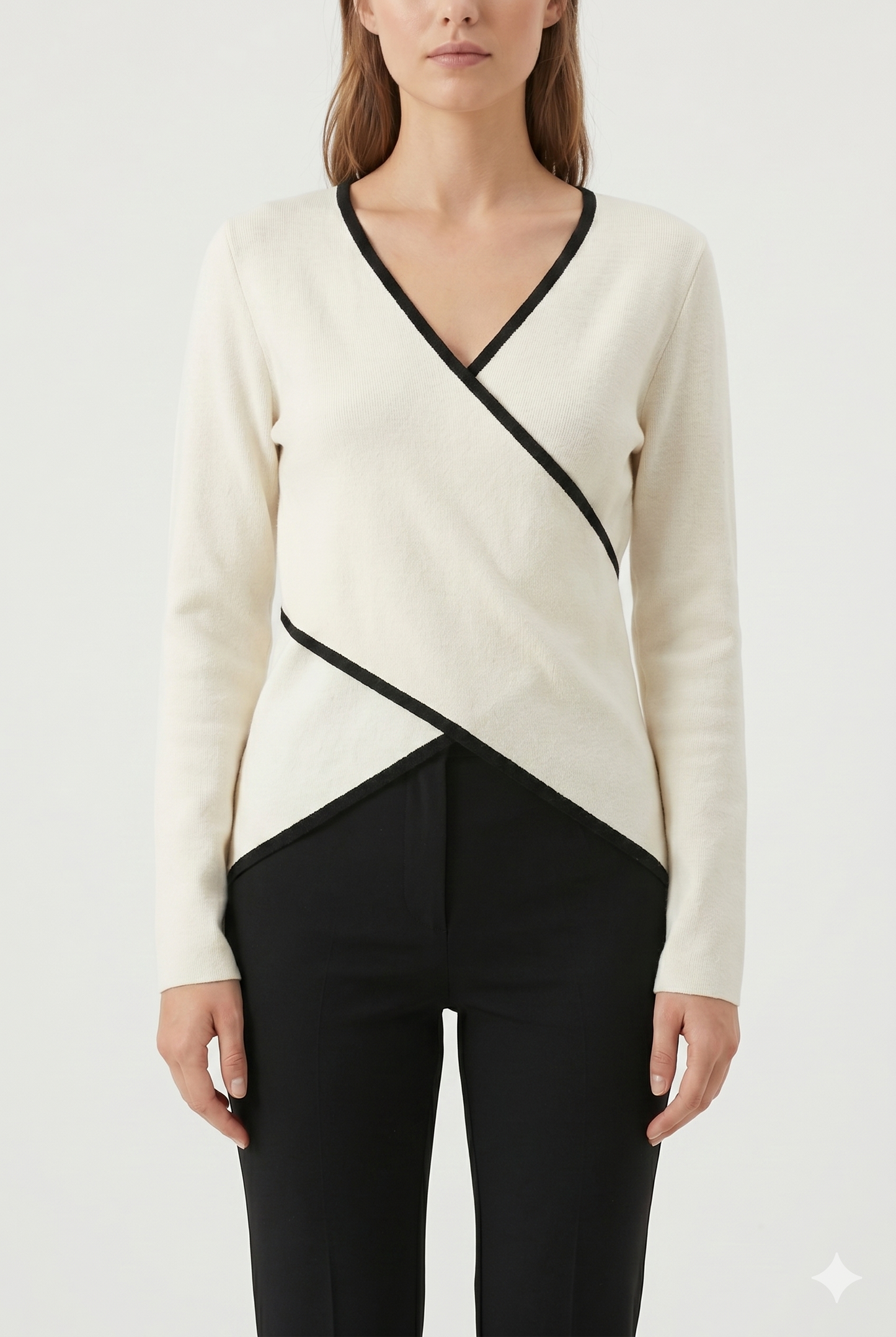 Da Donna Top Incrociato V-Neck Maniche Lunghe Elegante